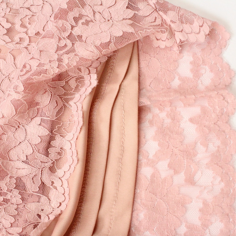 V-Neck Pastel Pink Lace Formal Mini Dress - Picture 7 of 8